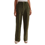 Olive green corduroy wide-leg pants
