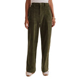 Olive green corduroy wide-leg pants