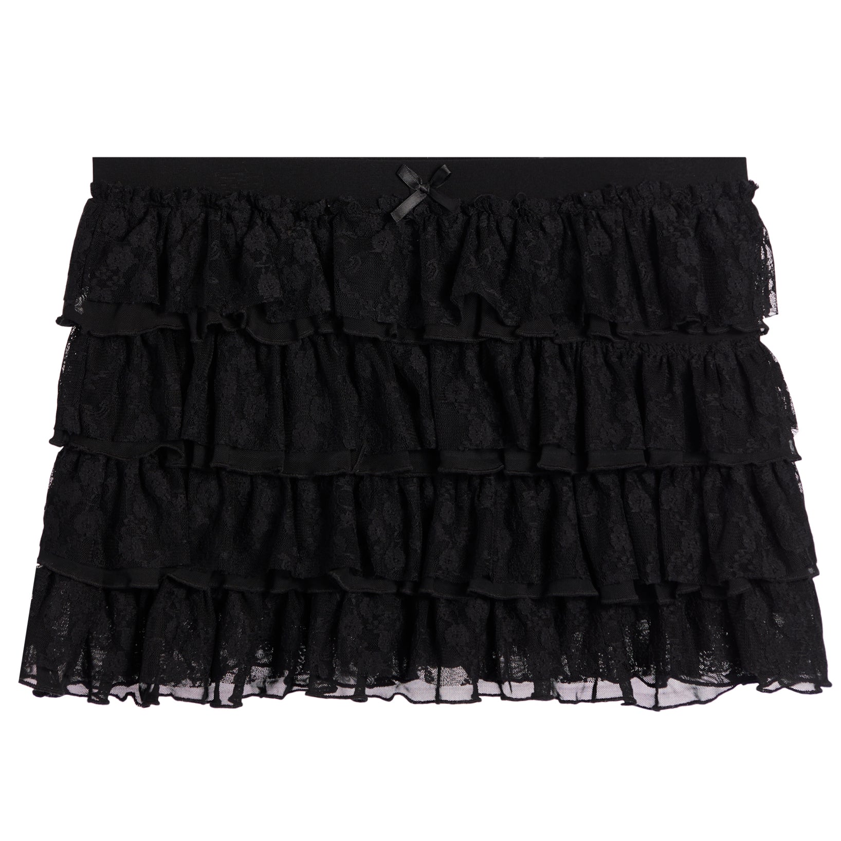 Lace Ruffle Bow Accent Mini Skirt - Denny's