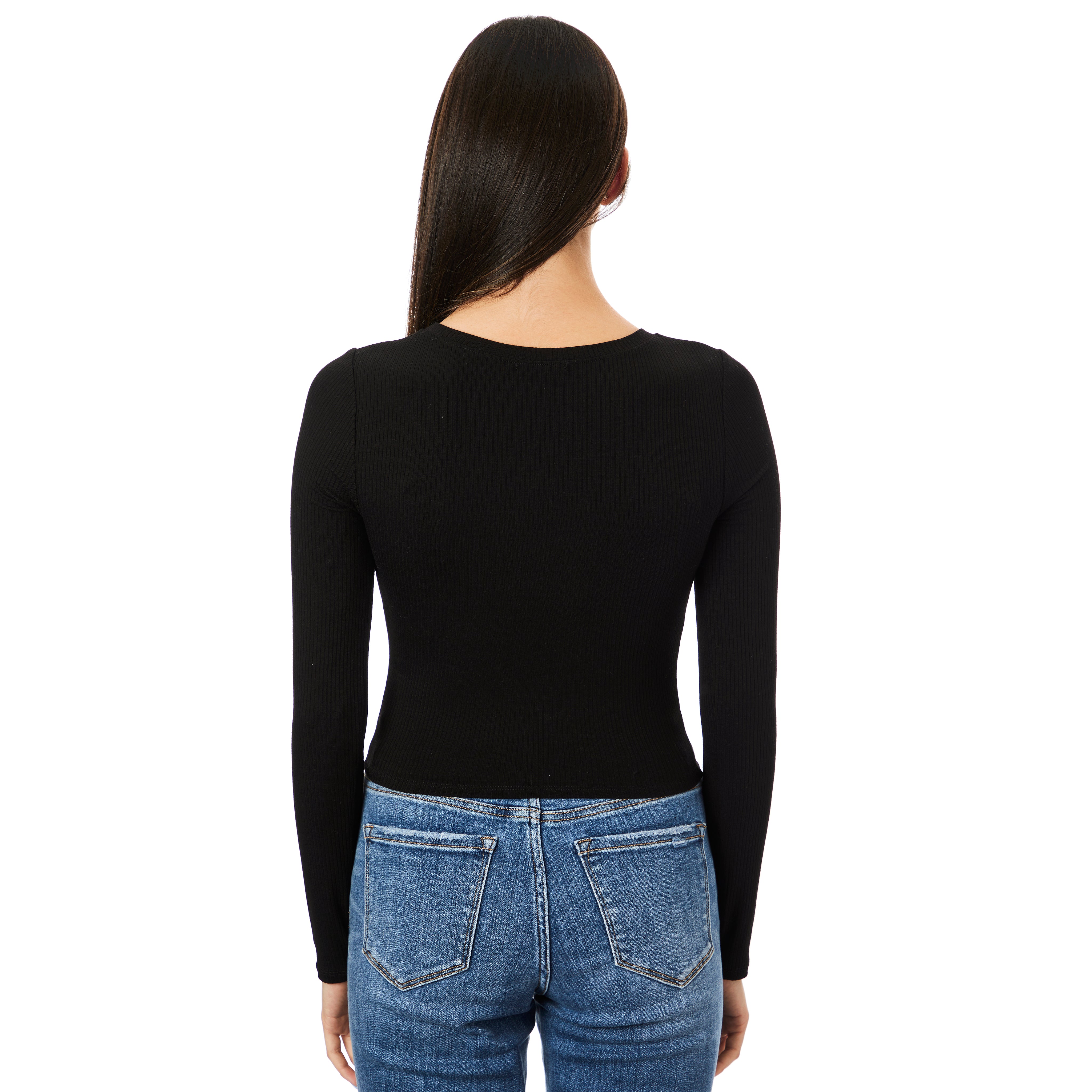 Long Sleeve Ribbed Crop Shirt - Denny's
