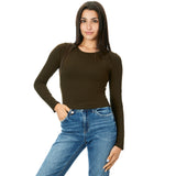 Long Sleeve Ribbed Crop Shirt - Denny's