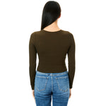 Long Sleeve Ribbed Crop Shirt - Denny's