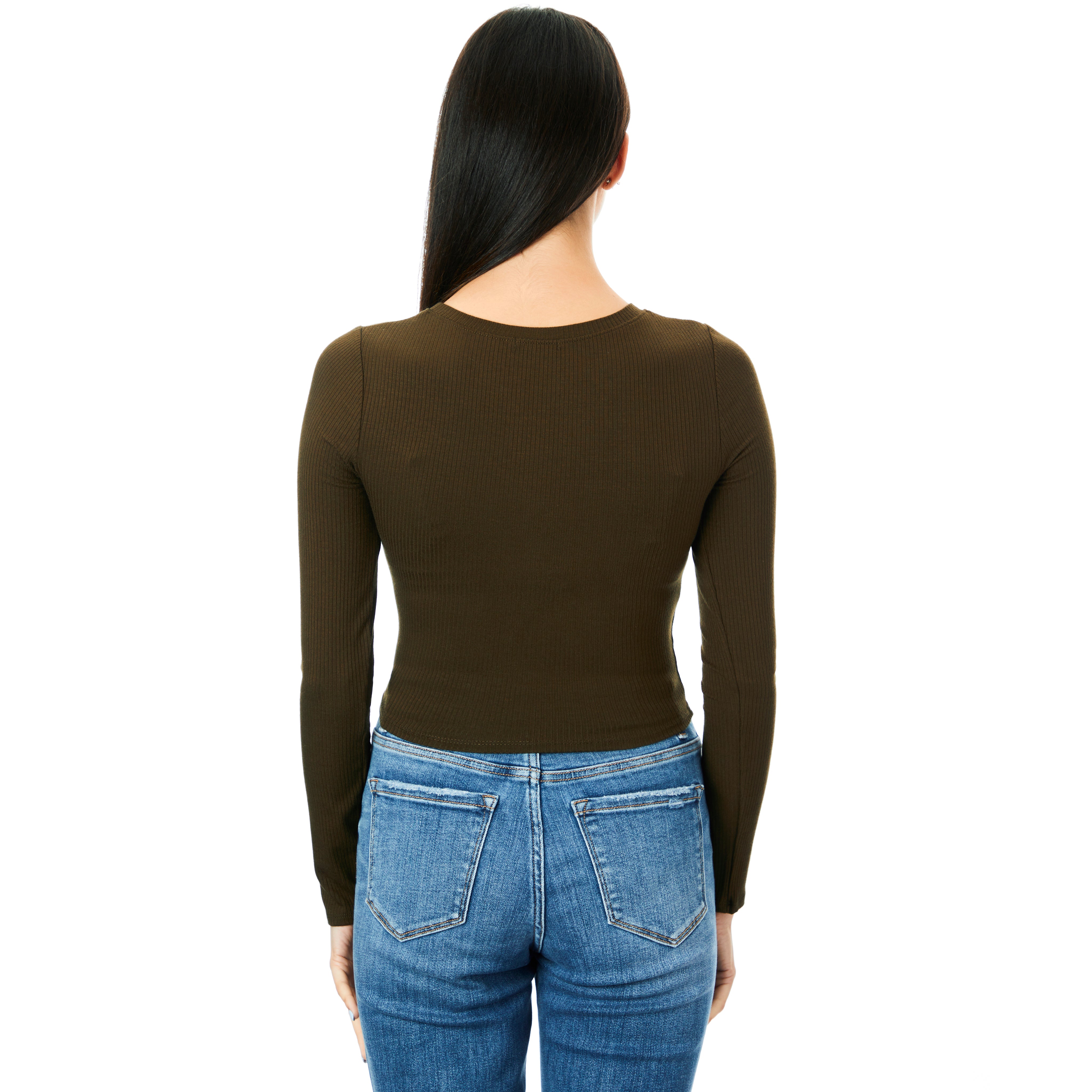 Long Sleeve Ribbed Crop Shirt - Denny's