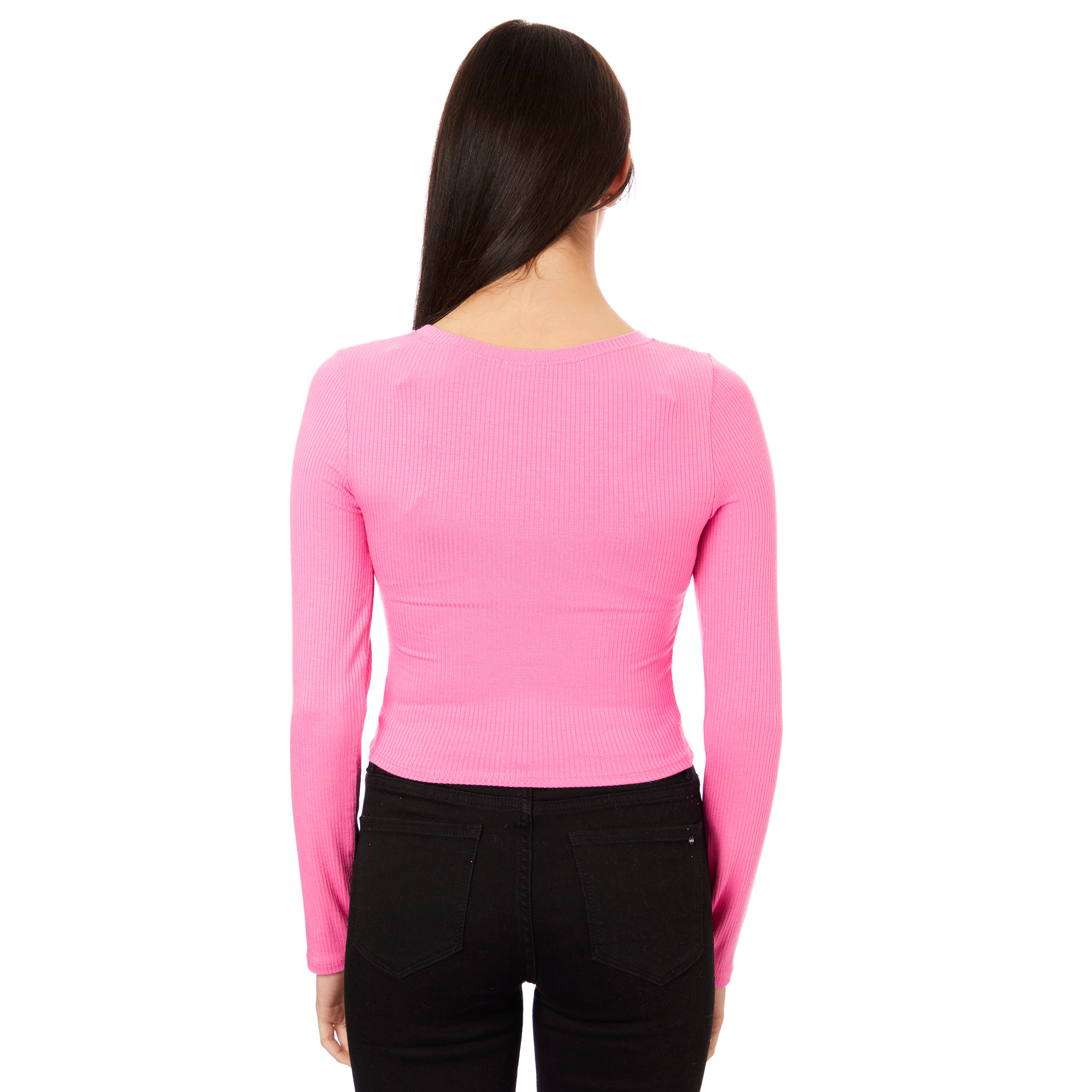 Long Sleeve Ribbed Crop Shirt - Denny's