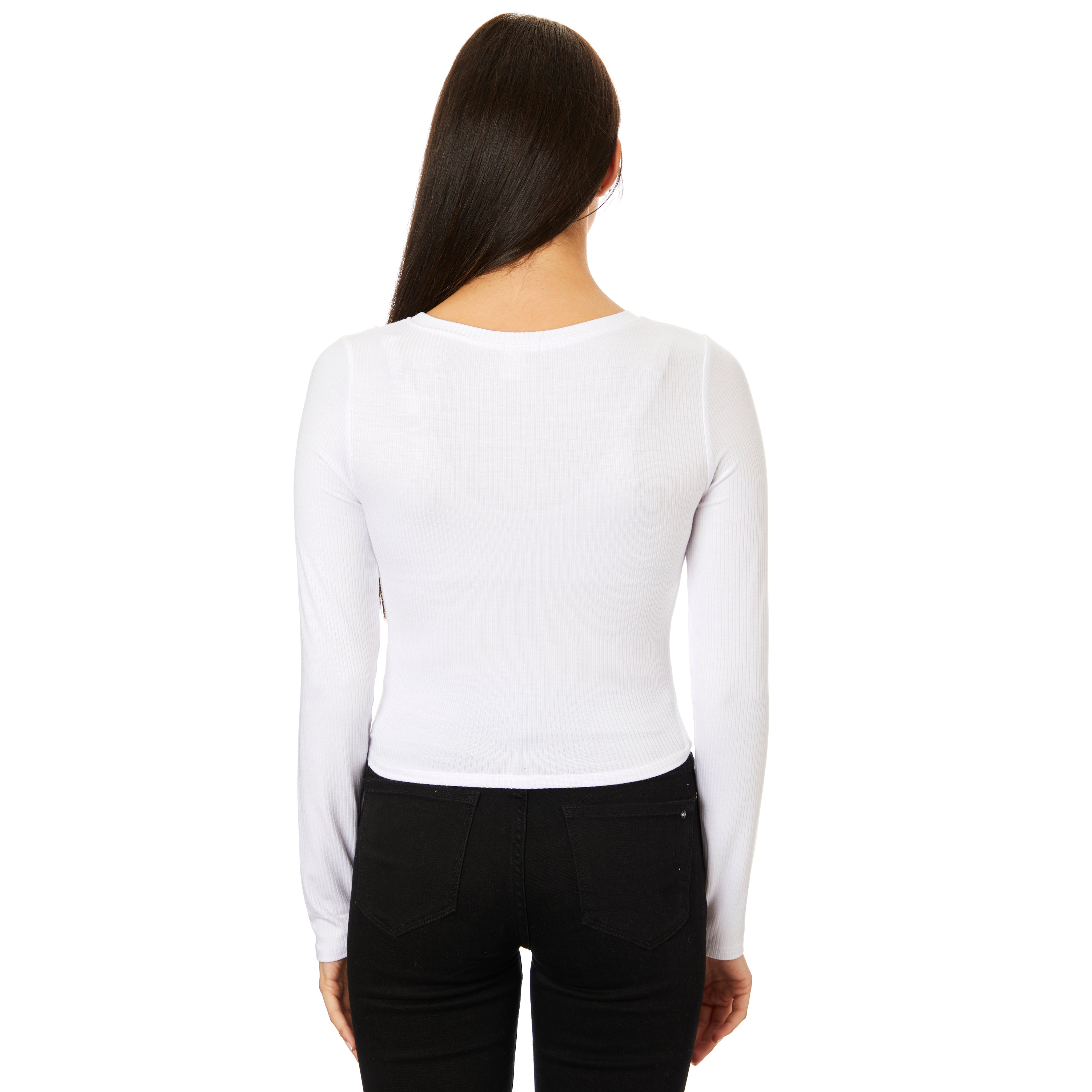 Long Sleeve Ribbed Crop Shirt - Denny's