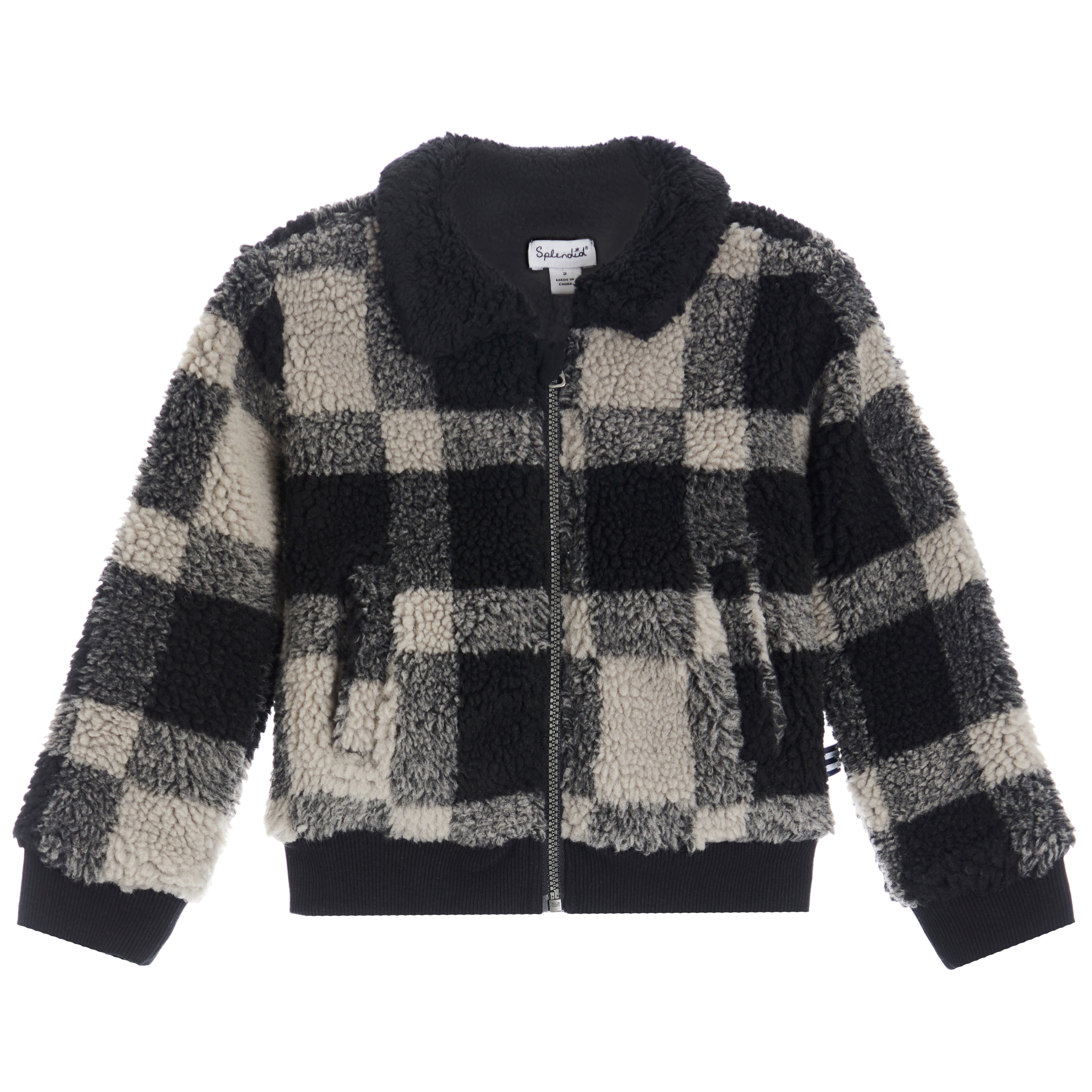 Fuzzy Plaid Bomber Jacket - Denny's