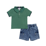 2pc Polo/Cargo Indigo Short Set