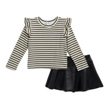 Paris Stripe Faux Leather Skirt Set - Denny's