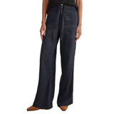 Dark indigo wide-leg jeans with a drawstring waist
