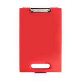 Red clipboard on a white background