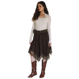 Lace Trim Suede Skirt