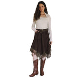 Lace Trim Suede Skirt