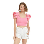 Flutter Sleeve Ribbed Top - Denny's
