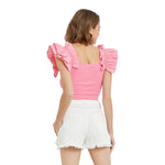 Flutter Sleeve Ribbed Top - Denny's