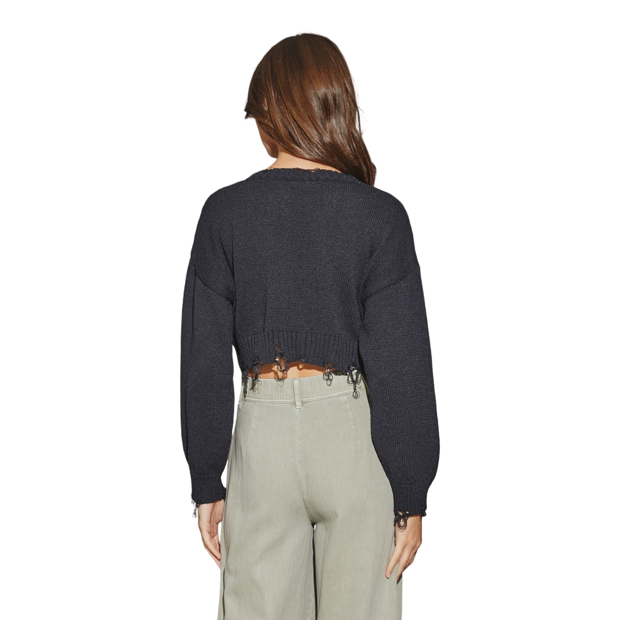 Distressed Crop Sweater - Denny's