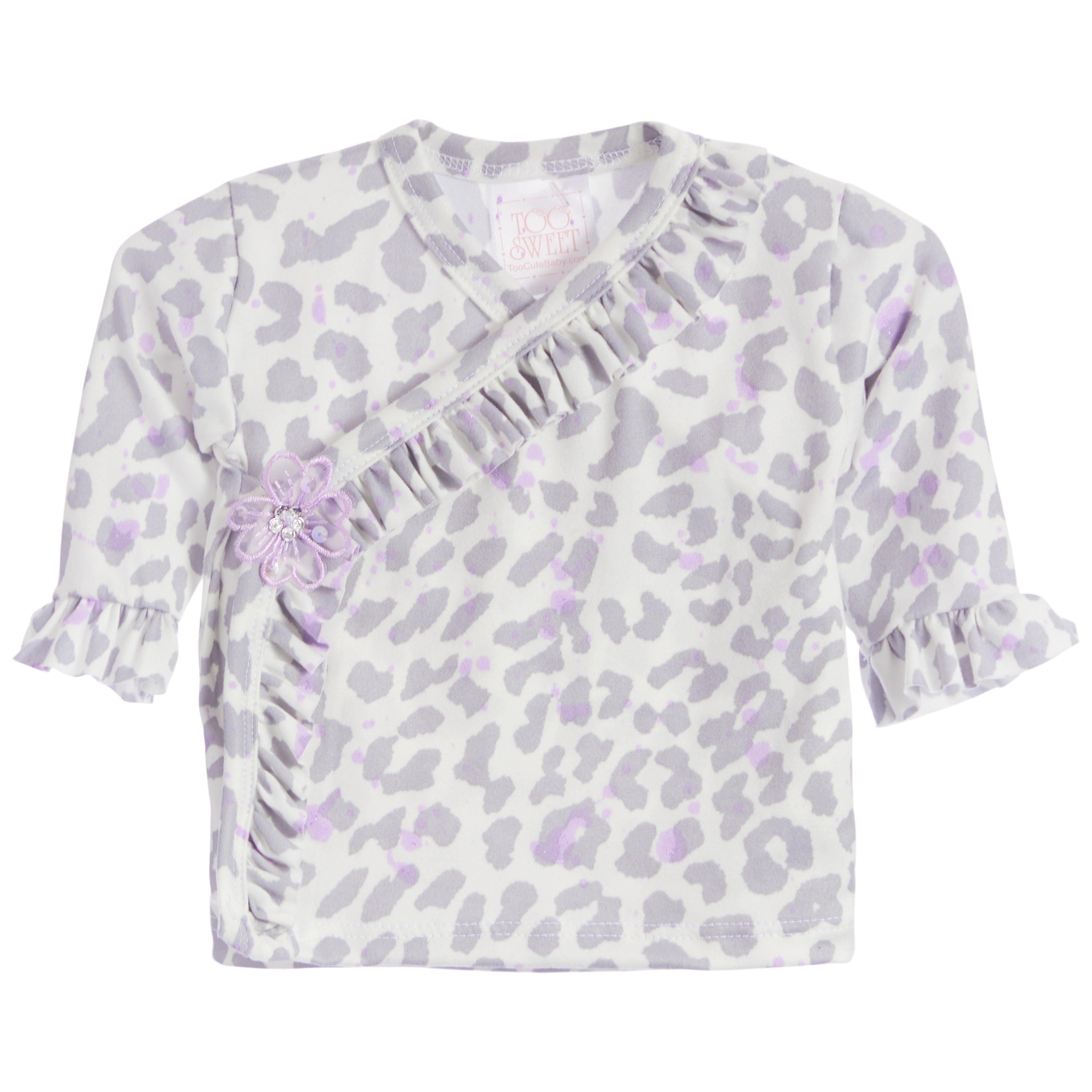3pc Ruffle Kimono Leopard Lavendar Splatt Set - Denny's