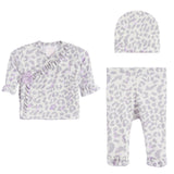 3pc Ruffle Kimono Leopard Lavendar Splatt Set - Denny's
