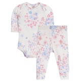 2pc Blue Creme Floral Onesie Set - Denny's
