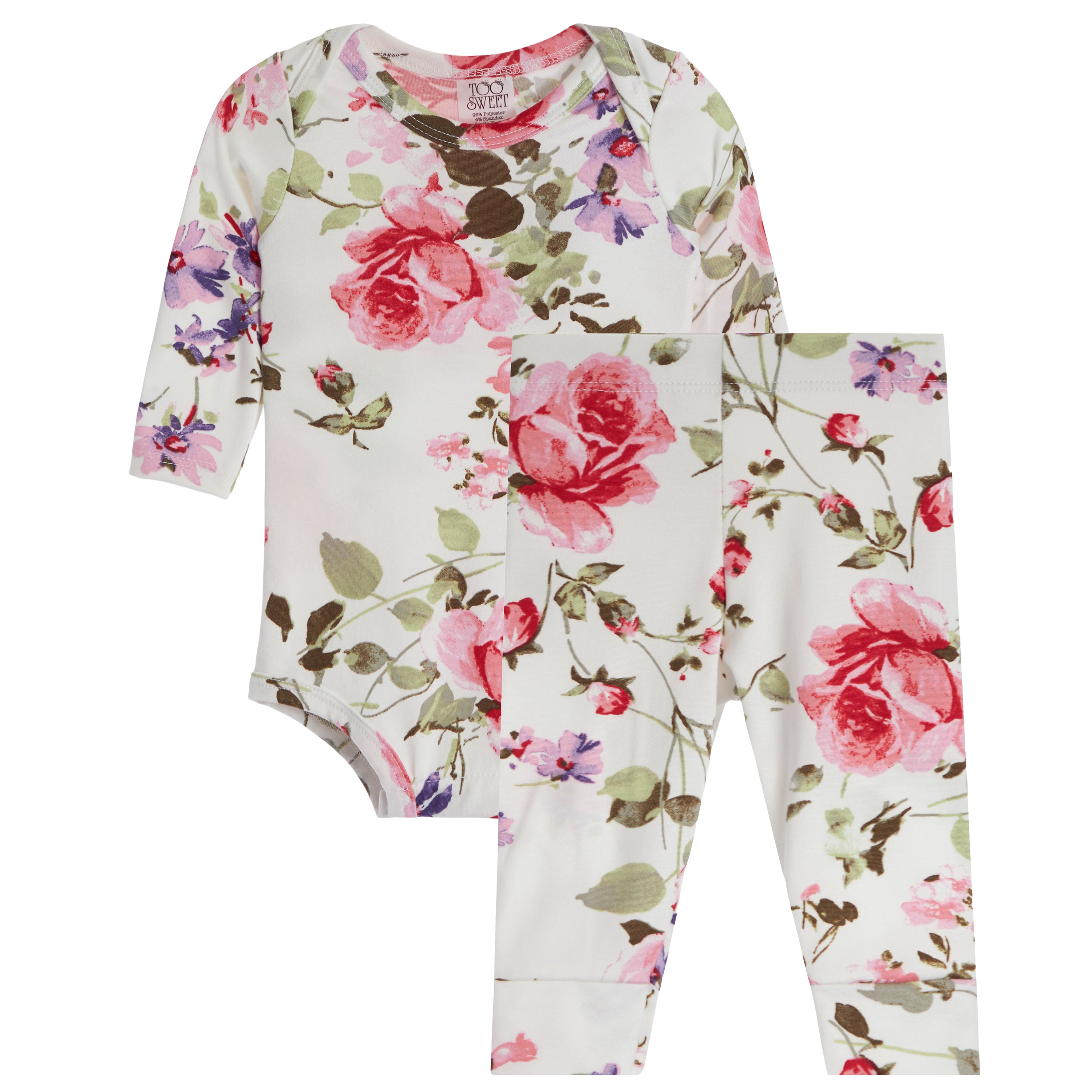 2pc Creme Floral Onesie Set - Denny's
