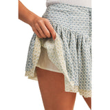 Floral Lace Up Mini Skirt