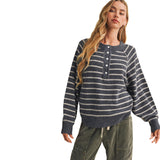 Stripe Henley Sweater