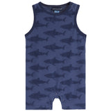2pc Shark Terry Romper/Bib Set