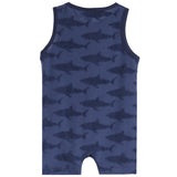 2pc Shark Terry Romper/Bib Set
