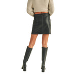 Contrast Zip Front Pleather Skirt - Denny's