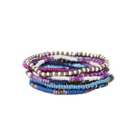 Sage Blue and Lavender Beaded 10 Strand Stretch Bracelet Set - Denny's