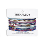Sage Blue and Lavender Beaded 10 Strand Stretch Bracelet Set - Denny's