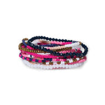 Sage Hot Pink Beaded 10 Strand Stretch Bracelet Set - Denny's