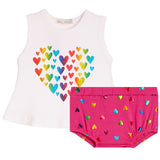 2pc Rainbow Foil Heart Diaper Set