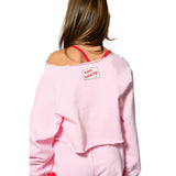 Shane Red Heart Off The Shoulder Sweatshirt