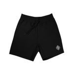 Black diamond Tech Jacquard Shorts with white logo on transparent background