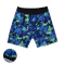 Blue and green geometric pattern pro series mesh shorts on a transparent background