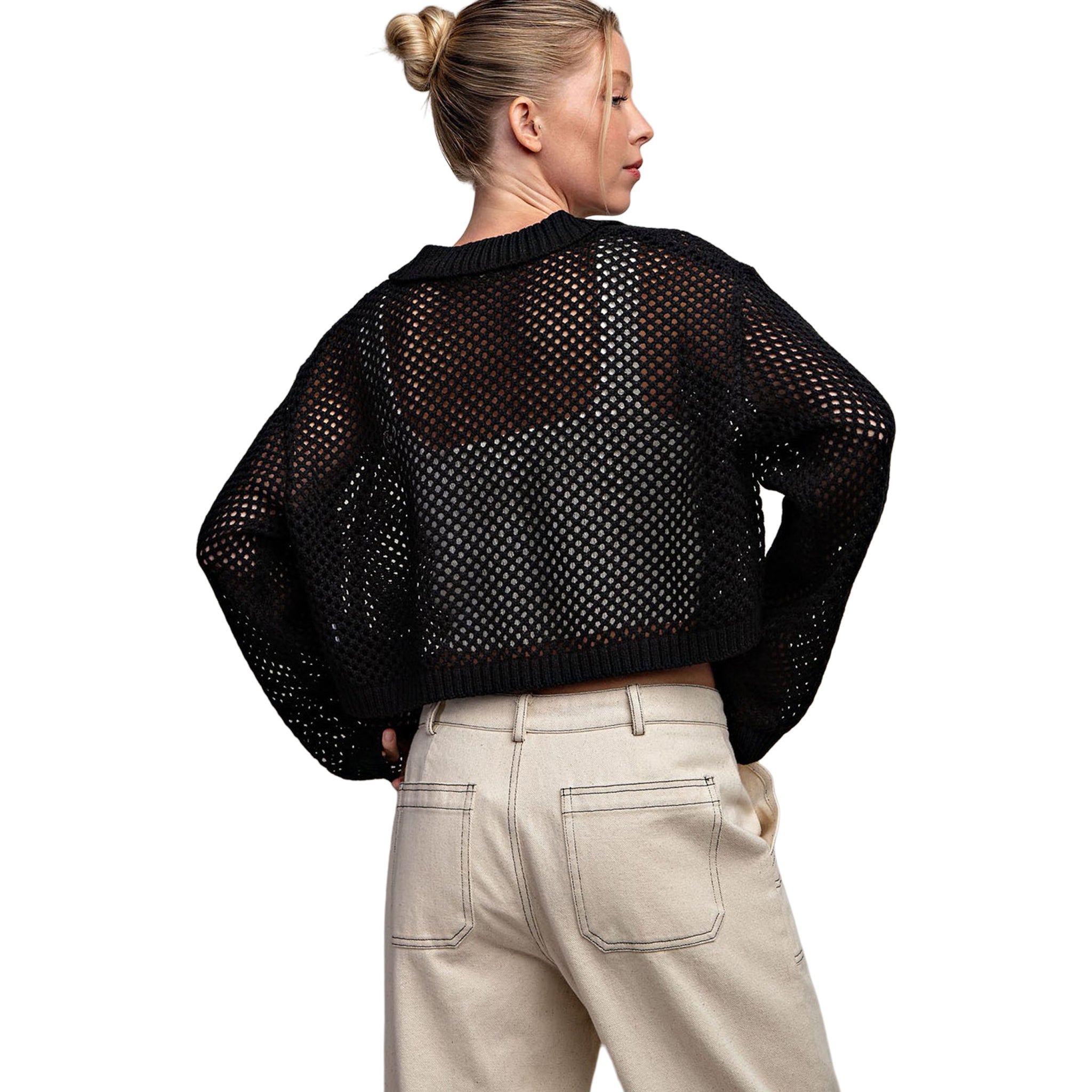 Crochet Buttondown Cardigan - Denny's