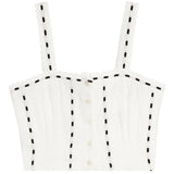 Skylar Eyelet Top With Black Trim