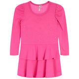 Puff Sleeve Rhinestone Ruffle Dress - Denny's