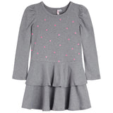 Multi Hearts Puff Sleeve Ruffle Dress - Denny's