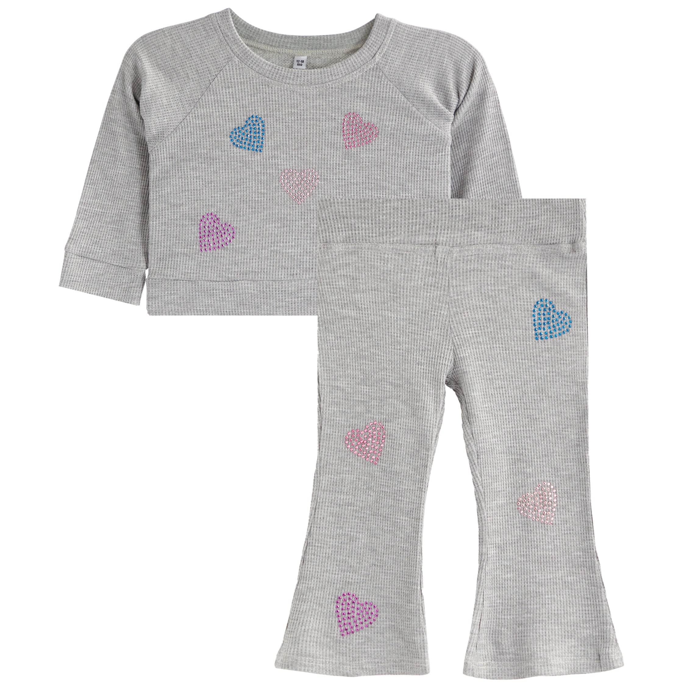 2pc Multi Heart Thermal Flare Pant Set - Denny's