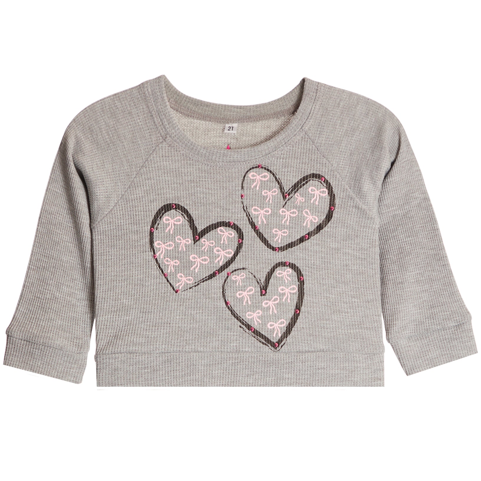 Multi Bow Hearts Thermal Crew Sweatshirt - Denny's