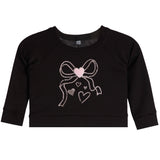 Thermal Sweatshirt With Silver Bow And Pink Heart - Denny's