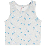 Pointelle Tank With Blue Flowers