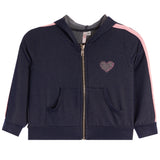 Pink Stripes Denim Zip Hoodie