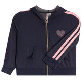 Pink Stripes Denim Zip Hoodie