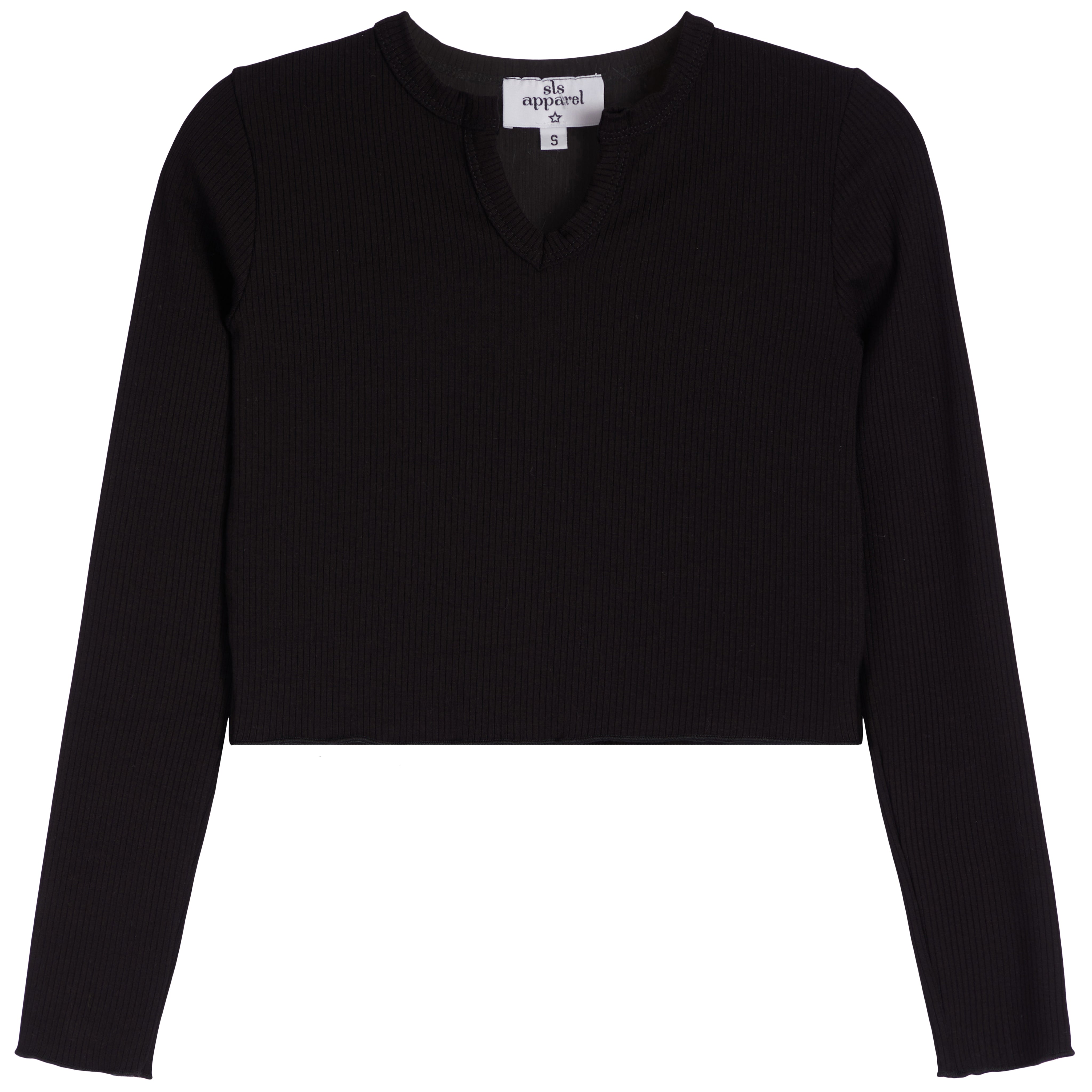 Notch Neck Long Sleeve Rib Top - Denny's
