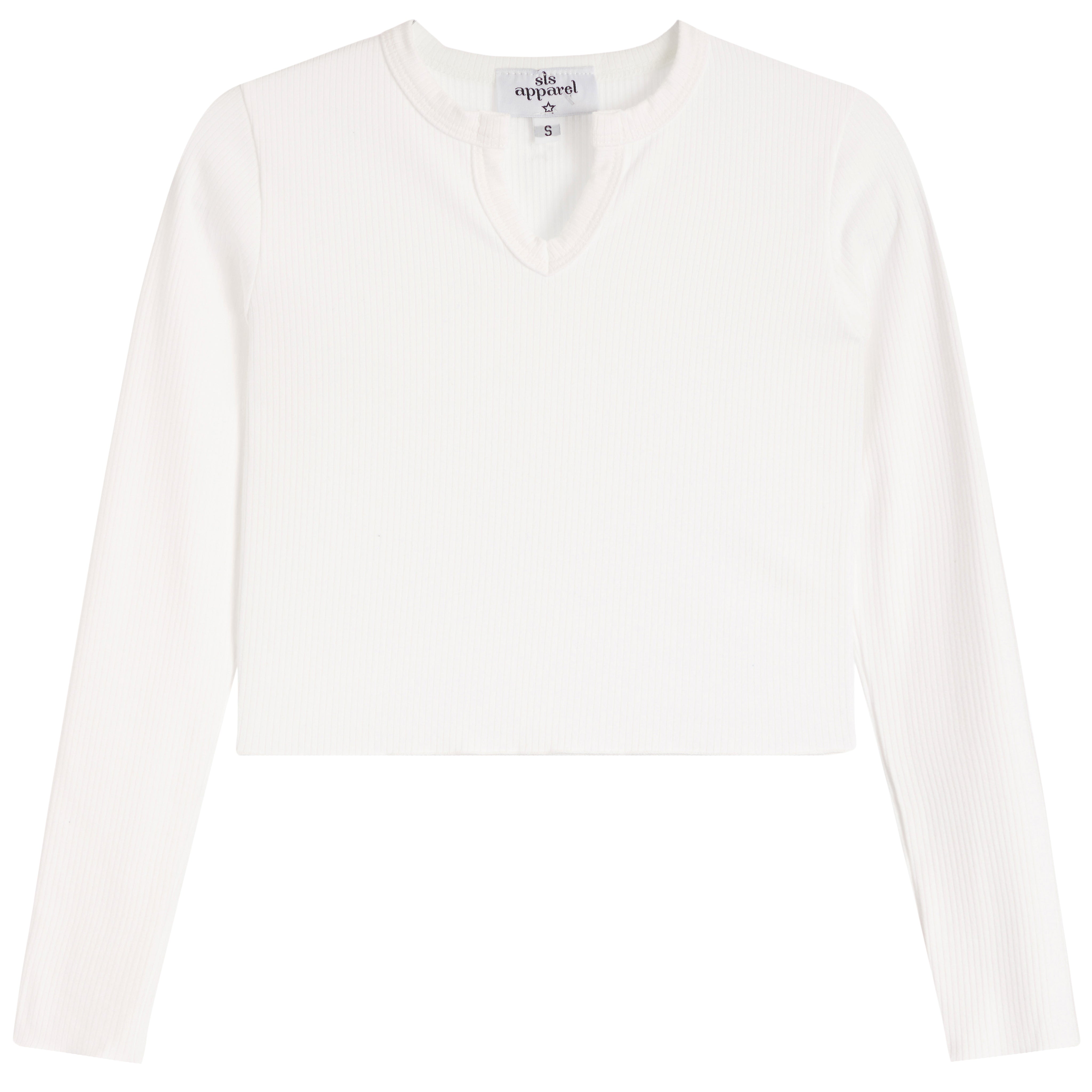 Notch Neck Long Sleeve Rib Top - Denny's