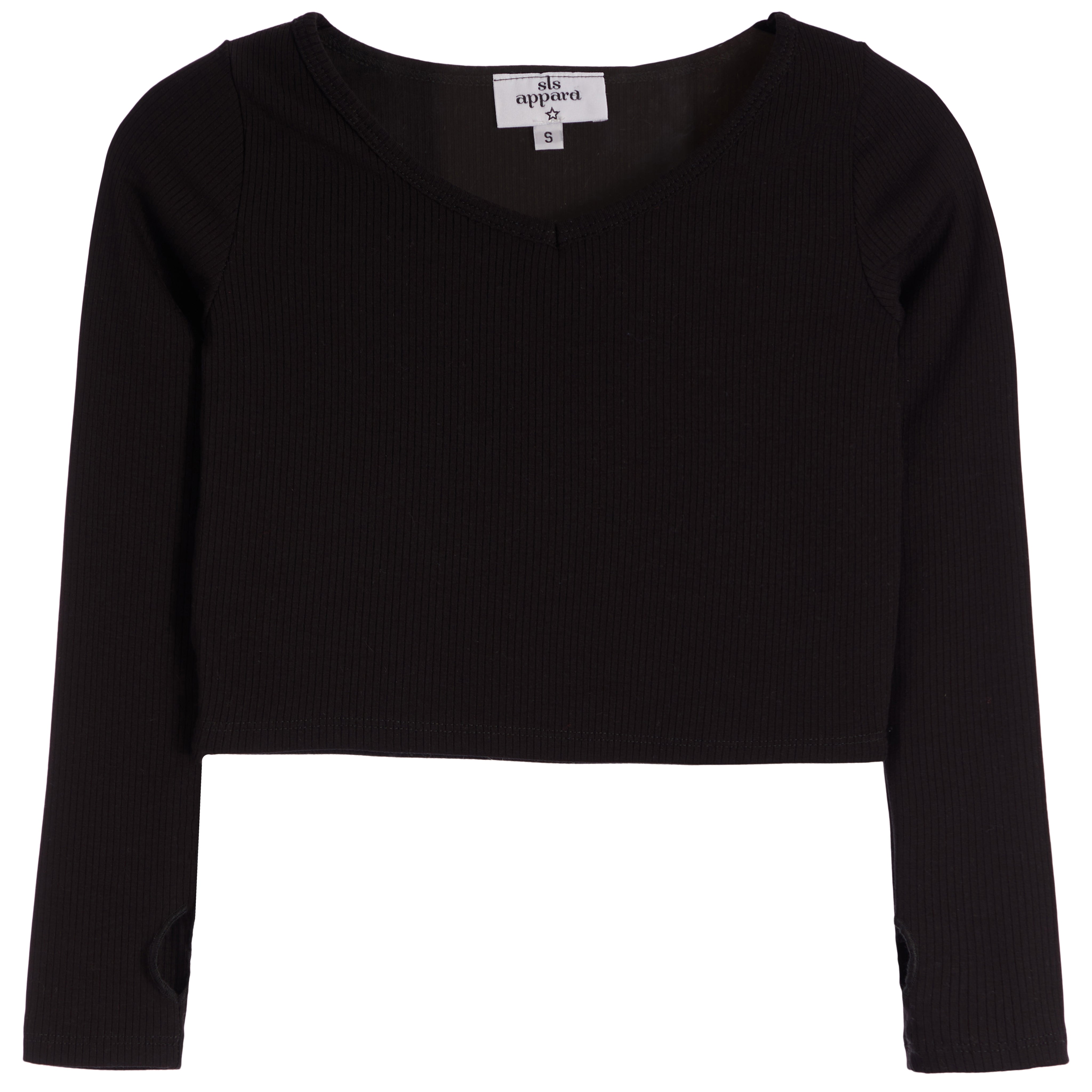 Long Sleeve V-Neck Rib Top - Denny's
