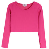 Long Sleeve V-Neck Rib Top - Denny's