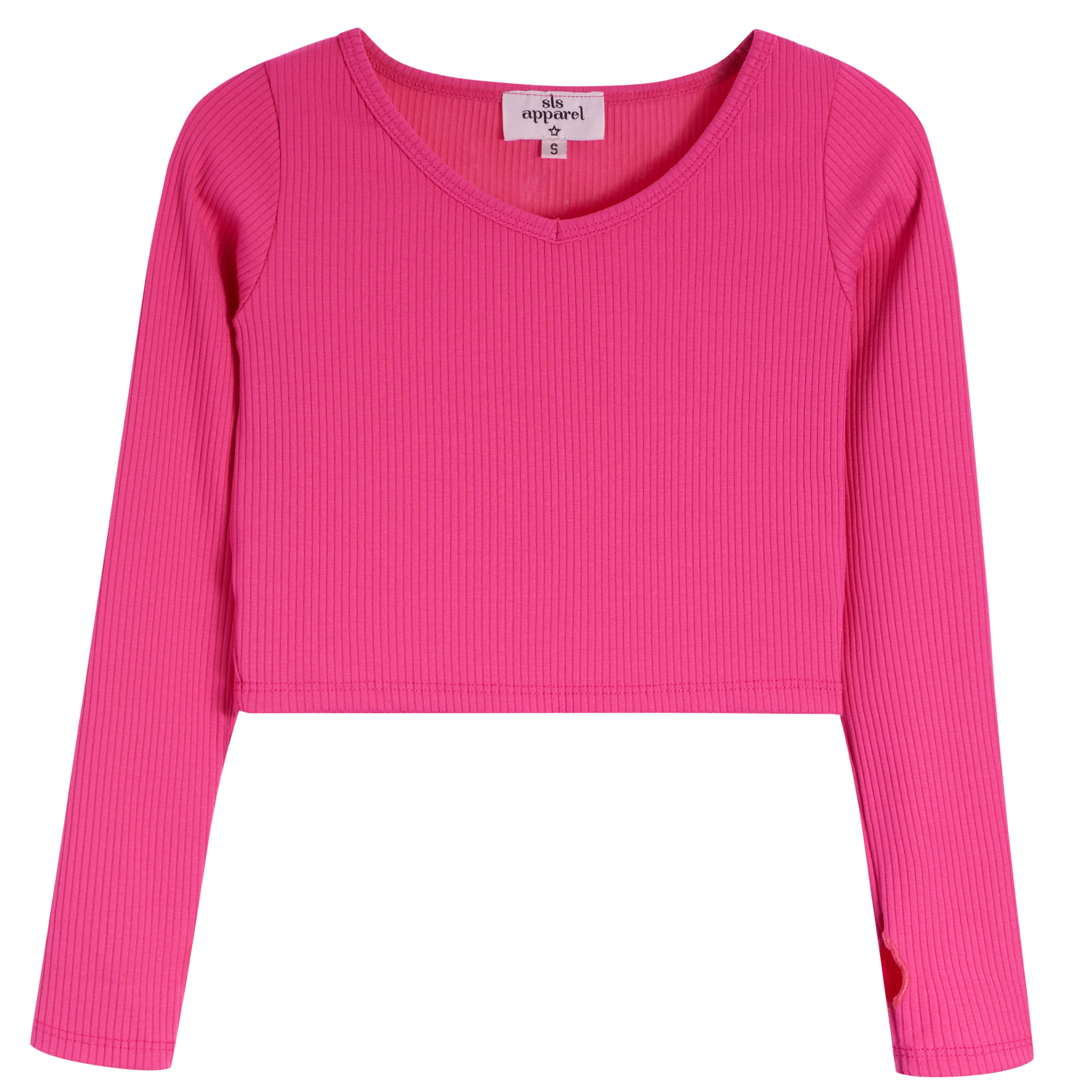 Long Sleeve V-Neck Rib Top - Denny's